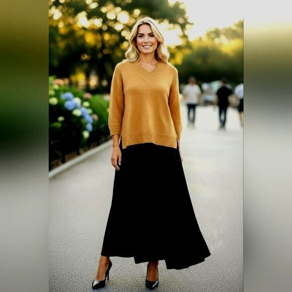 Diane Von Furstenberg DVF Gold Sweater SPARKLES Metallic Long Sleeves Oversized - Picture 1 of 16